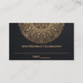 ANY AGE BLACK金ゴールド華美マンダラ50誕生日 プレイスカード (正面)