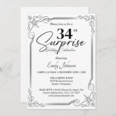 Any Age Black and White誕生日シンプル招待状 招待状 (正面/裏面)