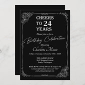 Any Age Black and White誕生日 クラシック 招待状 (正面/裏面)