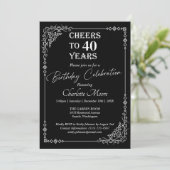 Any Age Black and White誕生日 クラシック 招待状 (スタンド正面)