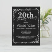 Any Age Black and White誕生日 モダン 招待状 (スタンド正面)