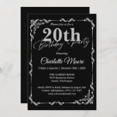 Any Age Black and White誕生日 モダン 招待状 (正面/裏面)