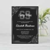 Any Age Black and White エレガント誕生日 招待状 (スタンド正面)