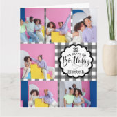 Any Age Black and White 7 Photo Collage誕生日 カード (正面)