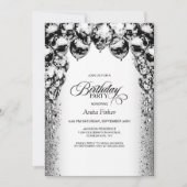 Any Age Black and White Balloons誕生日パーティー 招待状 (正面)