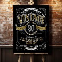 Any Age Black & gold Vintage Birthday Welcome Sign