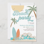 ANY AGE Boyサーフィンビーチパーティー誕生日パーティー 招待状 (正面)