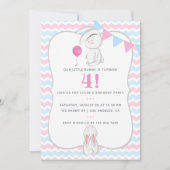 Any Age Bunnyをテーマにした誕生日パーティーの招待状 招待状 (正面)