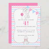 Any Age Bunnyをテーマにした誕生日パーティーの招待状 招待状 (正面/裏面)