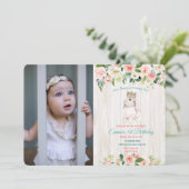 ANY AGE - Bunnyフローラ誕生日写真招待状 招待状 (スタンド正面)