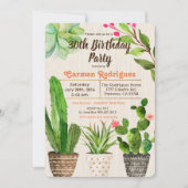 ANY AGE - Cactus多肉質誕生日招待状 招待状 (正面)