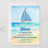 Any Age Children's Sailing Boat Birthday Party 招待状 (正面)