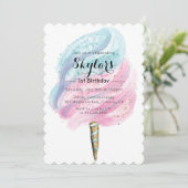 ANY AGE / COLOR – コットンキャンディ誕生日招待状 招待状 (スタンド正面)