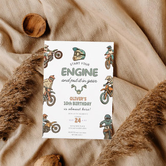 Any age Dirt bike boy birthday 招待状