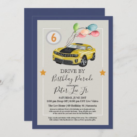 ANY AGE - Drive By Virtual Boy誕生日パーティー 招待状 (正面/裏面)