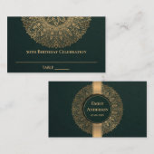 ANY AGE GREEN金ゴールド華美マンダラ50誕生日 プレイスカード (正面/裏面)