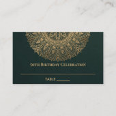 ANY AGE GREEN金ゴールド華美マンダラ50誕生日 プレイスカード (正面)