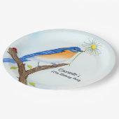 Any Age Happy April Birthday with Bluebird ペーパープレート (アングル)