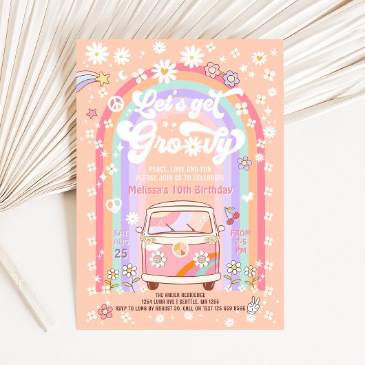 ANY AGE Let's Get Groovy Van誕生日 招待状