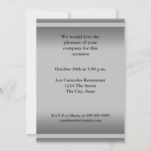 Any Age Men's Birthday Party 招待状 (裏面)