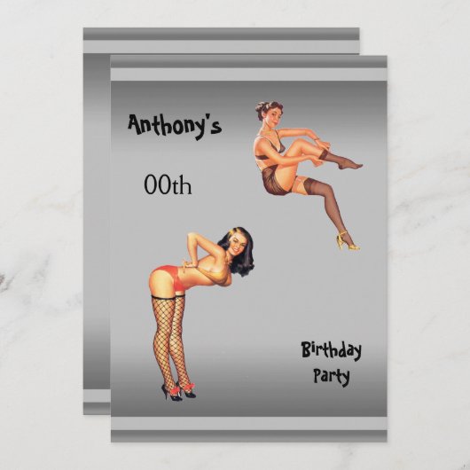 Any Age Men's Birthday Party 招待状 (正面/裏面)