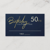 ANY AGE NAVYシンプル金ゴールドタイポグラフィ誕生日 プレイスカード (正面)