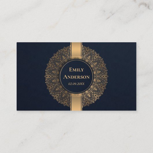 ANY AGE NAVY金ゴールド華美マンダラ50誕生日 プレイスカード (裏面)