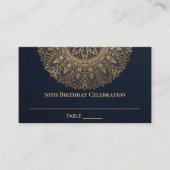 ANY AGE NAVY金ゴールド華美マンダラ50誕生日 プレイスカード (正面)