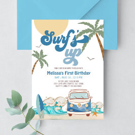 ANY AGE Navy Boy Surf's Upサーフィン誕生日 招待状