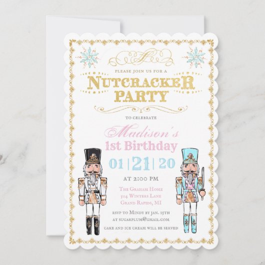 ANY AGE - Nutcracker冬の誕生日招待状 招待状 (正面)