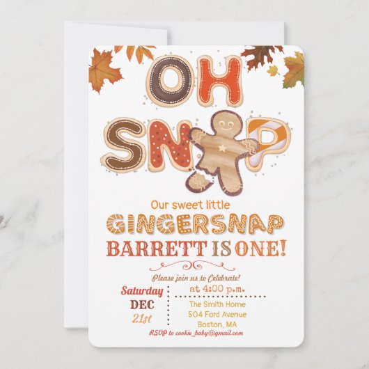 ANY AGE - Oh Snap Gingerbread誕生日招待状 招待状 (正面)