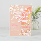 ANY AGE Peace Love PoolパーティーGroovy誕生日 招待状 (スタンド正面)