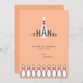 Any Age Peach Fuzz Modern Bowling 생일 파티 サンキューカード (正面/裏面)