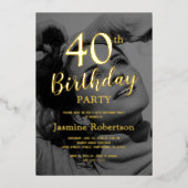 Any Age Photo Birthday Party金ゴールド 箔招待状 (正面)