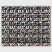 Any Age Photo Collage誕生日バルーンブルー ラッピングペーパー (フラット)