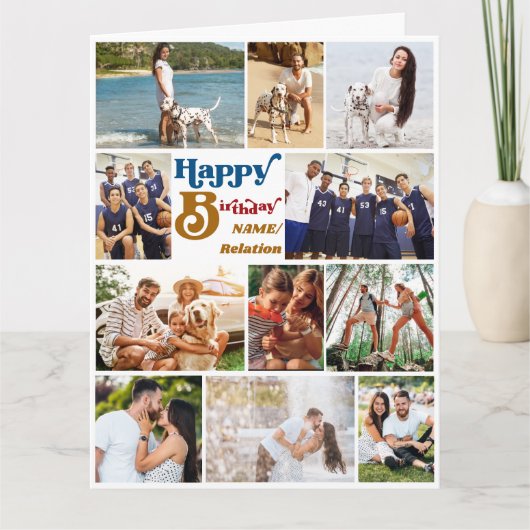 Any Age Photo Collage 12写真ビッグ誕生日 カード (正面)