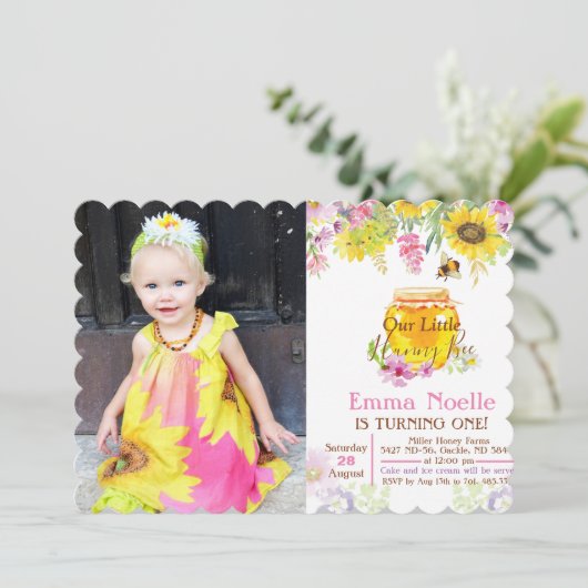 ANY AGE/PHOTO - Honey Bee誕生日招待状 招待状 (スタンド正面)