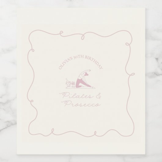 Any age pilates and prosecco birthday ワインラベル (シングルラベル)