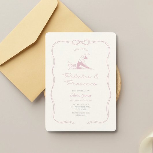 Any age pilates and prosecco birthday 招待状