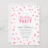 Any Age Pink紙吹雪誕生日パーティー 招待状 (正面)