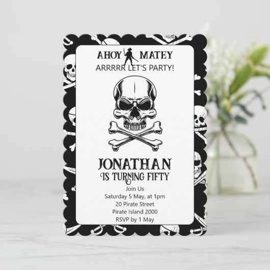 Any Age Pirateをテーマにした誕生日招待状 招待状 (スタンド正面)