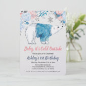 ANY AGE - Polar Bearフローラ誕生日招待状 招待状 (スタンド正面)