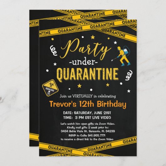 ANY AGE Quarantine Birthday Party仮想誕生日 招待状 (正面/裏面)