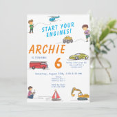 Any Age Remote Control RC自動車モーター子供の誕生日 招待状 (スタンド正面)