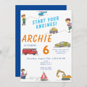 Any Age Remote Control RC自動車モーター子供の誕生日 招待状 (正面/裏面)