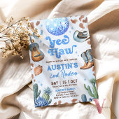 ANY AGE RODEOカウボーイブルーブラウン誕生日招待状 招待状