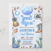 ANY AGE RODEOカウボーイブルーブラウン誕生日招待状 招待状 (正面)