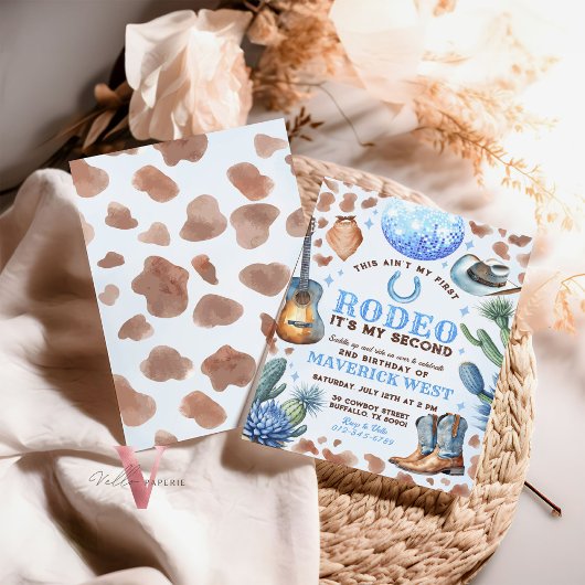 ANY AGE RODEOカウボーイブルーブラウン誕生日 招待状