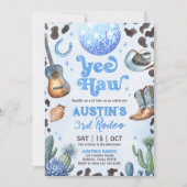 ANY AGE RODEOカウボーイブルー誕生日招待状 招待状 (正面)