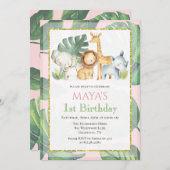 ANY AGE - Safari Animals Jungle Animals誕生日 招待状 (正面/裏面)